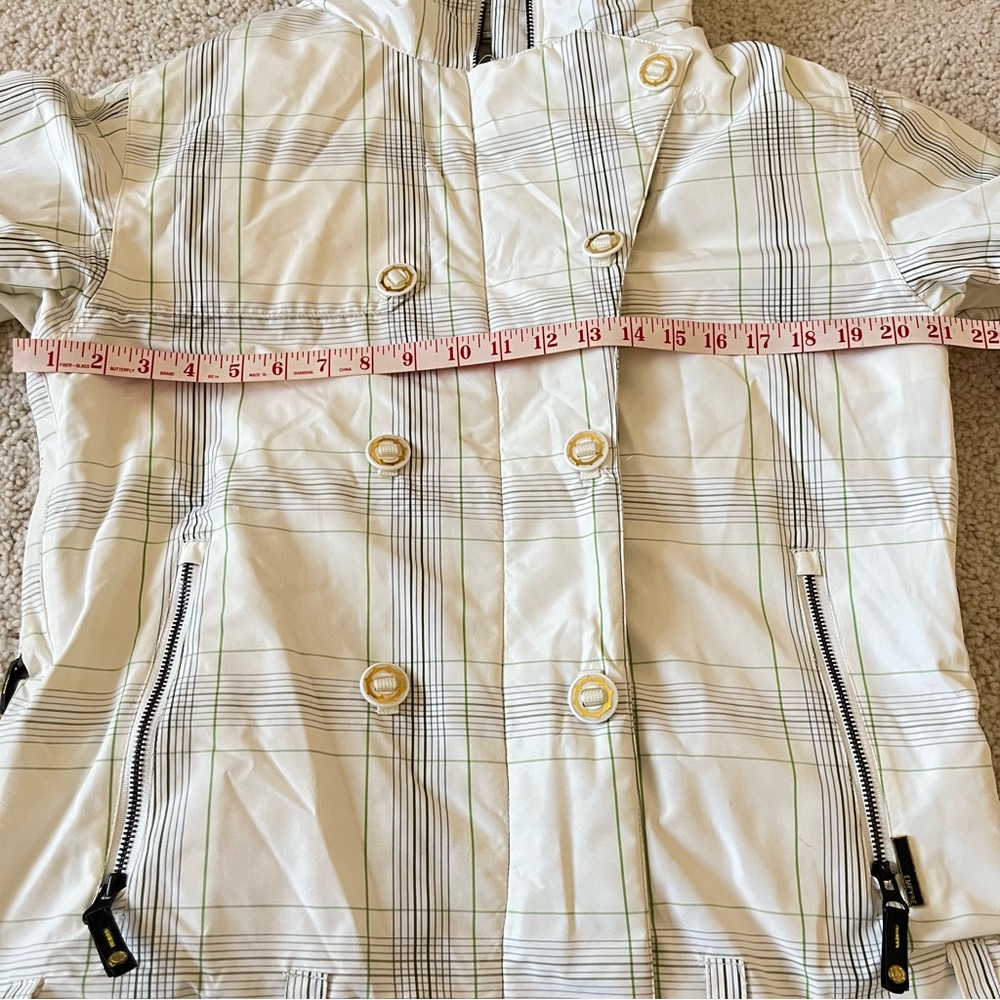 Vintage 90s Empyre White and Green Patterned Snowboarding Jacket Sz L 10,000 MM - Picture 10 of 12